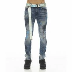 Cult Of Individuality Punk Super Skinny Stretch W/ Baby Blue Belt Clothing Abstract