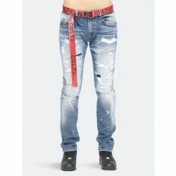 Cult Of Individuality Rocker Slim Belted Stretch Clothing Stress