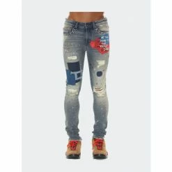 Cult Of Individuality Punk Super Skinny Jeans In Basq Denim & Bottoms Blue
