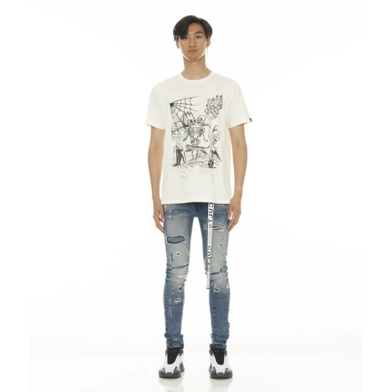 Cult Of Individuality Punk Super Skinny Stretch W/ White Belt Belts Basil 2 Cult Of Individuality Punk Super Skinny Stretch W/ White Belt Belts Basil - Image 2