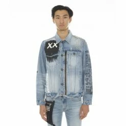 Cult Of Individuality Type V Jacket With Zipper Front & Zip Elbow Clothing Pollock