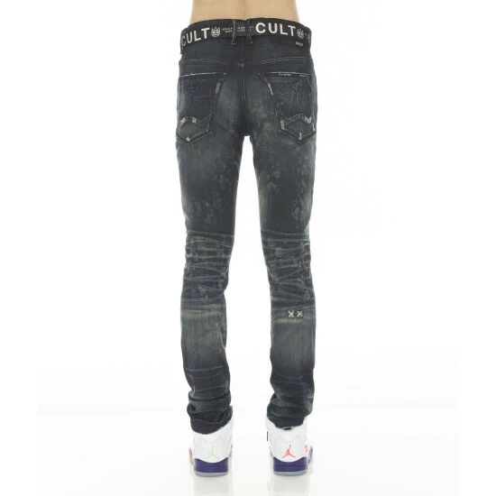 Cult Of Individuality Punk Super Skinny Stretch W/ Belt In Neko Denim & Bottoms Dark Blue 3 Cult Of Individuality Punk Super Skinny Stretch W/ Belt In Neko Denim & Bottoms Dark Blue - Image 3