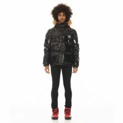 Cult Of Individuality Men's Duck Down Puffer Jacket With Faux Fur Hood In Black Coats, Jackets & Blazers