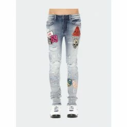 Cult Of Individuality Punk Super Skinny Jeans In Acid Denim & Bottoms Blue