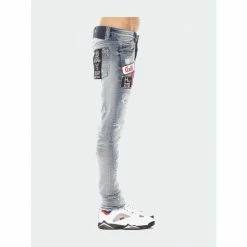 Cult Of Individuality Punk Super Skinny Jeans In Acid Denim & Bottoms Blue -Cult of Individuality Shop unnamed file 918