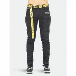 Cult Of Individuality Rocker Cargo Belted Denim & Bottoms Black