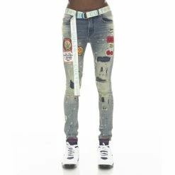 Cult Of Individuality Punk Super Skinny Stretch W/beet Red Belt Denim & Bottoms Primo